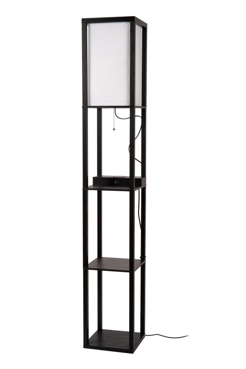 Lucide MENNO - Stojacia lampa - 1xE27 - S bezdrôtovou nabíjačkou - Čierna